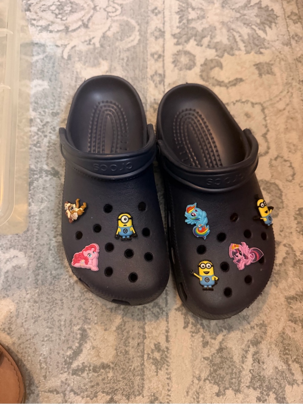 navy crocs with charms